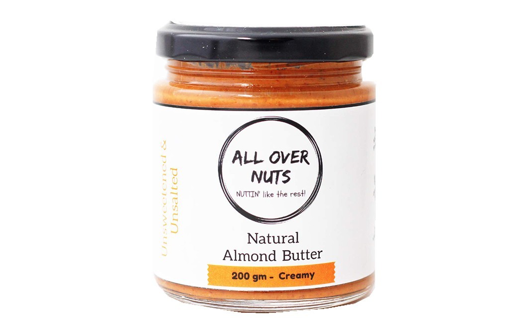 All Over Nuts Natural Almond Butter Creamy   Glass Jar  200 grams